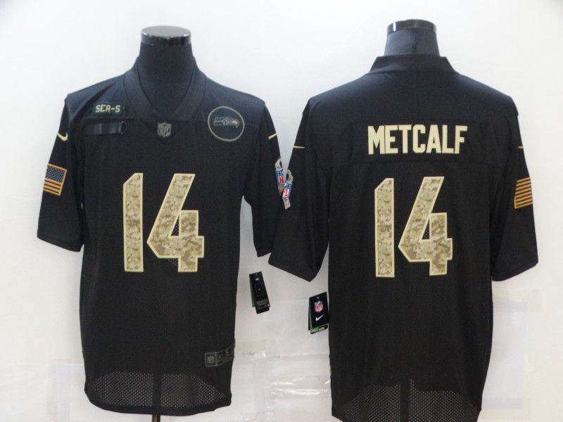 Men Seattle Seahawks #14 Metcalf Black camo Lettering 2020 Nike NFL Jersey